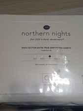 Northern Nights 300TC 100% Cotton Sateen Set of 2 Deep Pocket Fitted Sheets-King