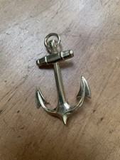 Vintage Anchor Gold Pin Brooch Badge Large Sailing Ship Boat Retro Nautical