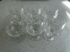 Set Of 6 Crystal Cut Brandy Glasses