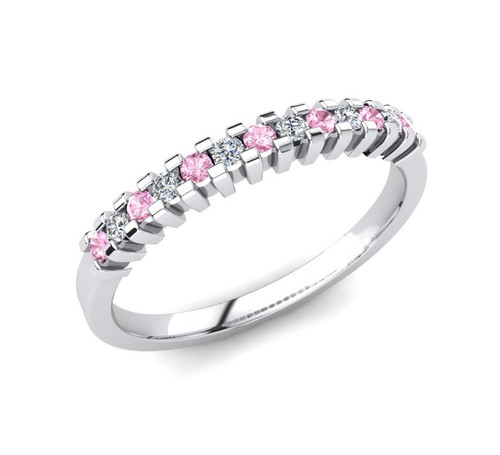 White gold half diamonds pink
