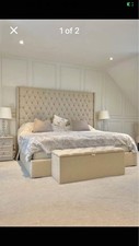 Super King Size Bed +Emma Hybrid Premium Mattress Headboard + Matching Ottoman