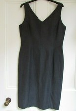 CLAUDIA STRATER DRESS 12 WORK 40 DESIGNER OFFICE BUSINESS SHIFT GREY SILK LINEN