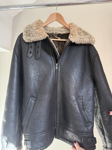 Men black leather shearling - men's,