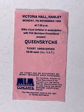 Queensryche Concert Ticket Victoria Hall Hanley Orig Monday 7th November 1988