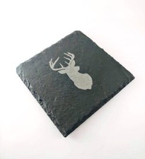 Stag Deer Slate Coasters Laser