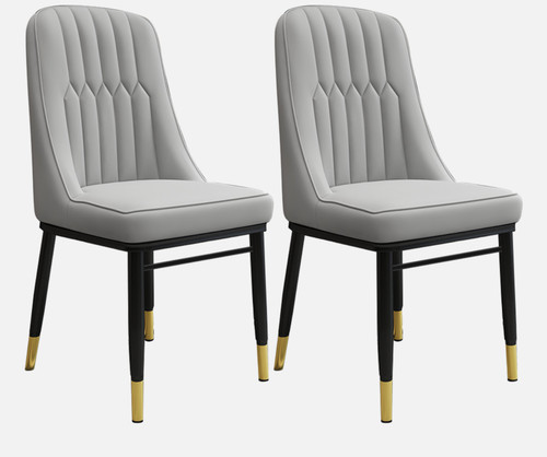 Set leather chairs grey - leather,