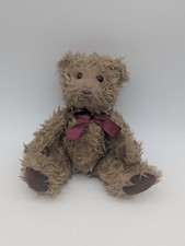 Russ Berrie Gregory Brown Teddy Bear Ribbon Bow Soft Plush Toy