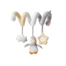 Soft Spiral Pram Toy With Mirror Chime Penguin Rattle For Pushchair From Birth