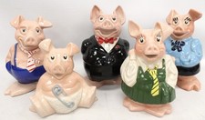 5x Vtg WADE NATWEST PIGS Ceramic Piggy Banks Inc. SIR NATHANIEL, LADY HILARY W28