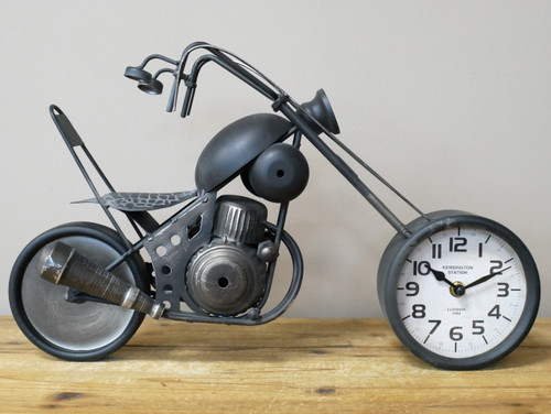 Black motorbike clock made - motorbike,