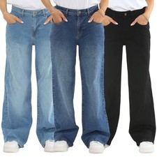 MYT Womens Wide Leg Jeans Ladies Baggy High Waisted Stretch Denim Pants UK10 -24