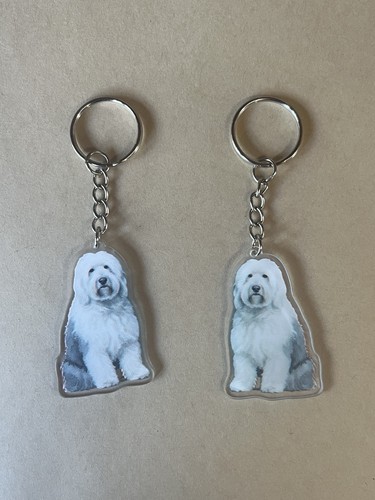 Old english sheepdog keyring - old,