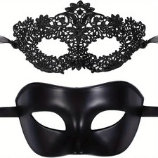 2pcs Black Lace Masquerade