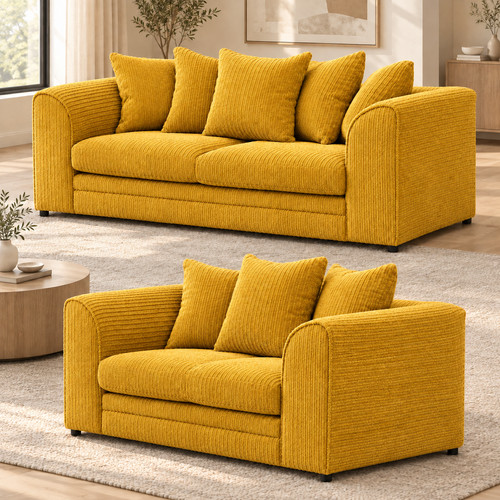 Jumbo cord corner sofa suite - cord,