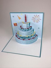 3d Birthday Card Blue (reduced