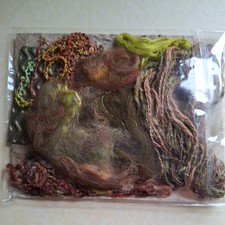 Texture Embroidery Pack - MOSSY GREEN & BROWN: THREADS/WOOL FIBRES/PAPER SAMPLES