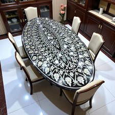 Black Marble Oval Dining Table