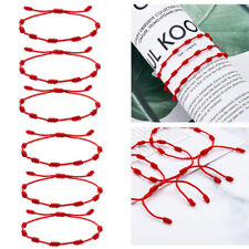 6PC Lucky Red String bracelet Kabbalah Amulet 7 Knots Protection Rope Card Gift
