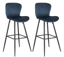 Etta Pair of Velvet Bar Stool