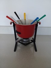 Vintage Le Creuset Cast Iron Fondue Set Rouge & Skewers