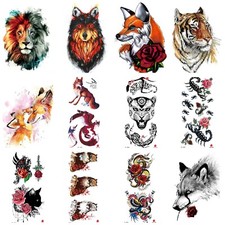 Tiger Lion Waterproof Temporary Tattoo Sticker Fake Art Tatoo Arm Men Body Wolf