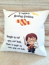 Personalised Wizard Harry Potter theme reading book cushion with pocket