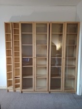 1 or 2 Vintage Ikea Birch Veneer Billy Bookcases With Glass Doors