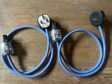 2x 1M BLACK RHODIUM LIBRA 5 AMP MAINS LEAD CABLE, MK plug, 320i wattgate