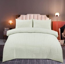 Seersucker Duvet Set – Premium Cotton Blend Ruffle Pleated Quilt Cover Bedding