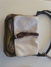 Caterina Lucchi Genuine Leather Handbag White Green Brown