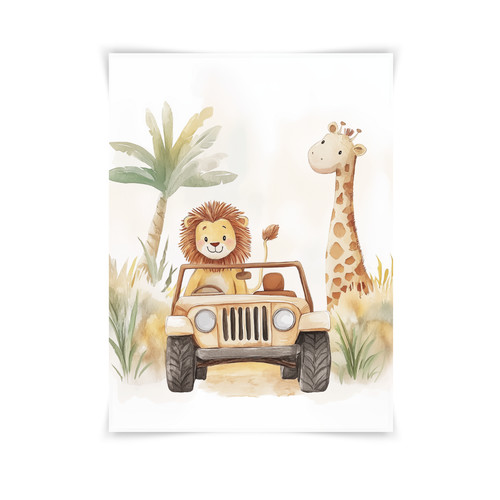 Safari jeep watercolor print - safari,