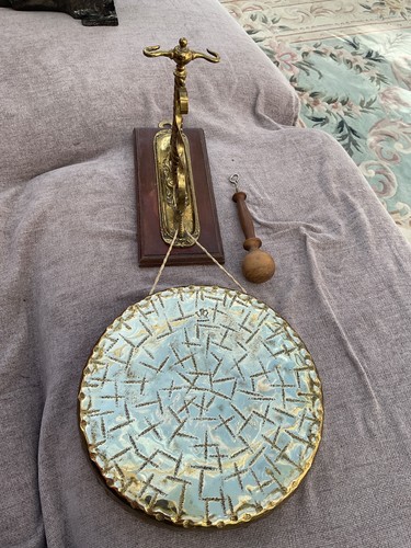 Burmese brass gong wall - brass, mount