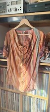 Bl^nk Anthropologie Cowl Drape Watercolour Silky Tunic Top Shirt Blouse 