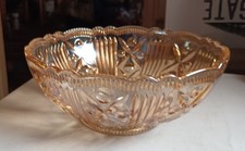 Amber Pressed Glass Fruit Bowl