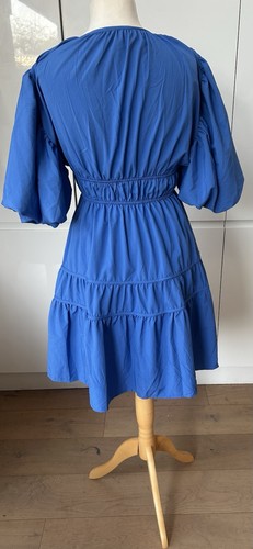 Striking blue tiered dress - tiered,