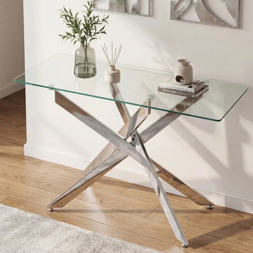 Silver glass top - glass, console