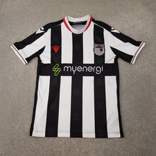 Grimsby Town Mens Football Shirt Small Black White Stripes Macron Home 2022/23