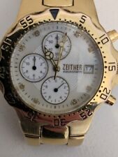 Mens Zeitner aquagraph Gold  Plated Timeless Peace Mother Pearl Face 