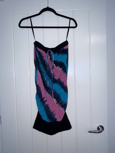 Grab dress black teal pink
