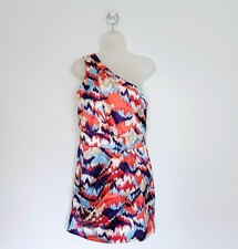 Next Dress Size 12 Womens Multicolour Satin Abstract Print One Shoulder Strap