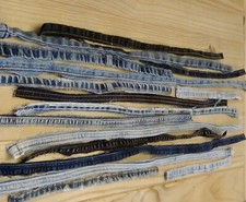 Jeans Seams Denim Fabric Offcuts Mixed Lengths/Colours 200g Bag Upcycling Crafts