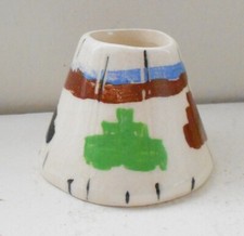 VINTAGE SIOUX FIGURINE TOOTHPICK HOLDER TIPI DESIGN BLACK TAIL DEER