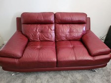 DFS Leather Sofa In Red
