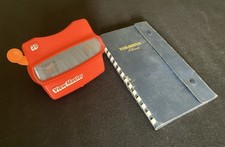Vintage 1980s Red VIEWMASTER 3D Orange Lever  Model L + ALBUM + 15 Slides!!