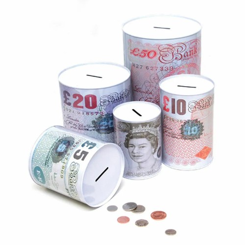 Money box tin - money, £5