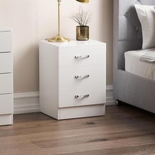 SALE Bedside Cabinet 3 Drawer Chest Table Nightstand Bedroom Storage Unit White 