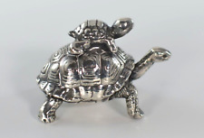 VINTAGE MINIATURE SILVER 925 TURTLE TORTOISE CARRYING BABY ON SHELL FIGURE