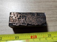 Vintage Letterpress Printing Block Deering Ideal Horse Drawn Farm Equipment 