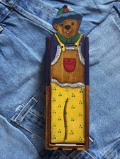Vtg Wooden, Handpainted, Teddy