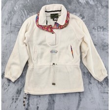 Vintage 80s Powderhorn Fleece Zip Neck Pullover Skiing Jacket Size M Cream Warm